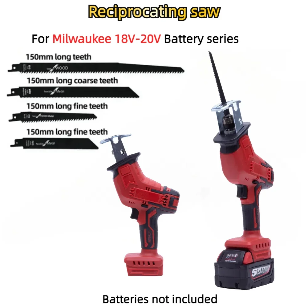 Brushless Cordless Reciprocating Saw for Milwaukee 18V-20V Li-ion Battery Series with 4 Blades Variable Speed Tool（No Battery）