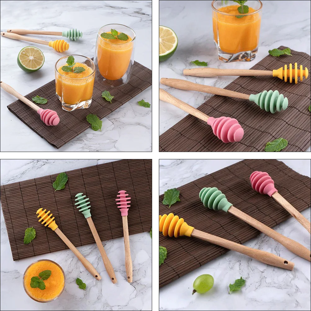 

1Set Silicone Honey Dippers Stirring Stick for Syrup Viscous Liquids