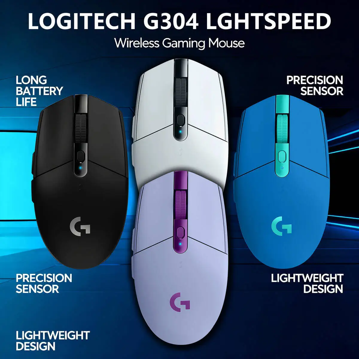 

Logitech G304 Wireless Mouse - HERO Sensor (12000 DPI), Durable Switch, Long-Lasting Battery, Suitable for Home/Office Use Trip