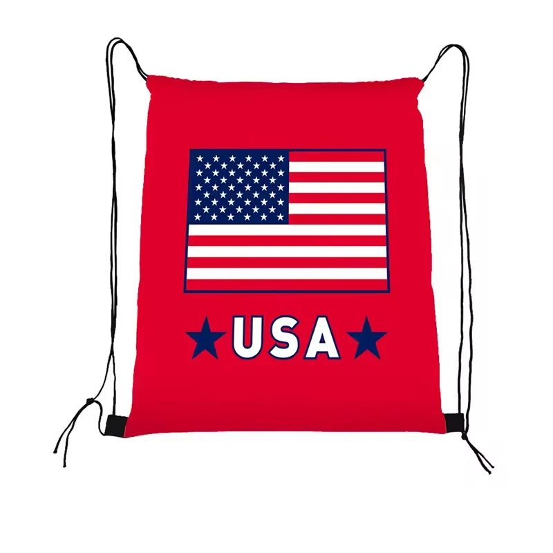Flagnshow  Plain-weave Nylon Football Soccer Fans USA America Flag Drawstring Bag