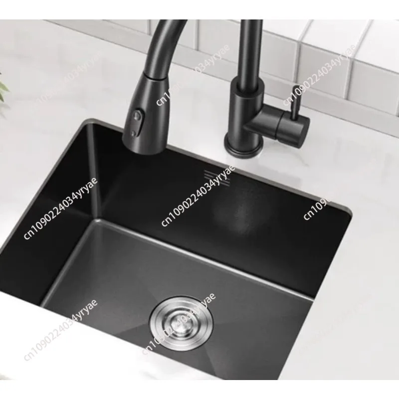 Black Nano Stainless Steel Small Sink Single Sink Kitchen Under Counter Mini Bar Island Desk Wash Sink