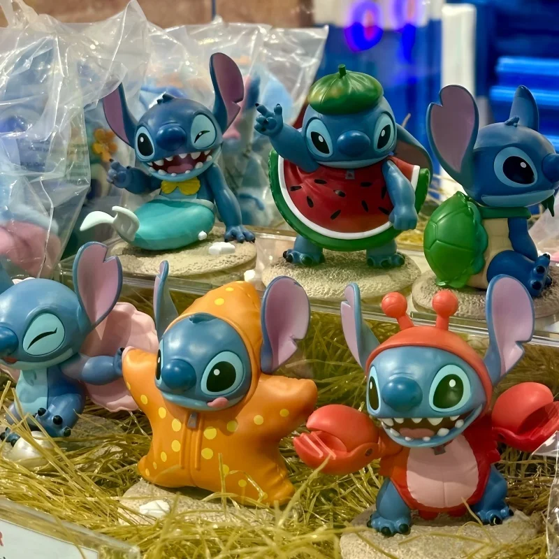 

Новая серия Stitch Summer Dress Up, слепая коробка, кавайная фигурка, декор для стола, сумка, подвеска, детская игрушка-сюрприз на день рождения, подарки