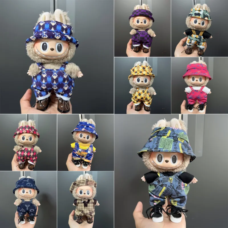 

Mini plush doll clothing suitable for 17cm Labubu Overalls set Excluding doll