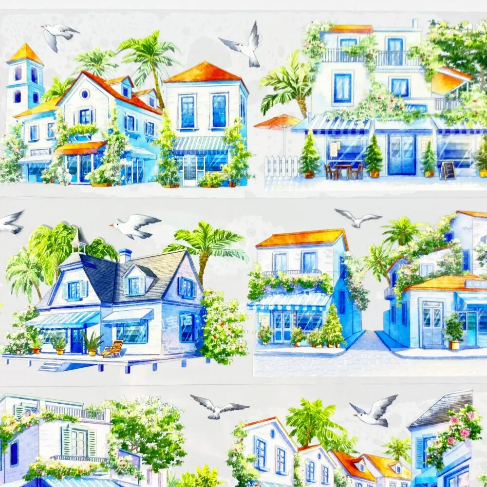 Washi Pet Tape Island Street Villa Café & Bar Themed Samples & Stickers for Journal Decoration