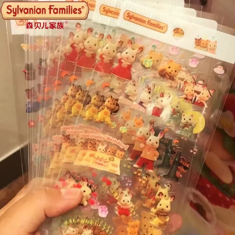 2024 Hot Koop Sylvanian Families Kawaii Chocolade Konijn Sticker Regenjas Pop Mooie Anime Figuren Kerst Speelgoed Kinderen Geschenken