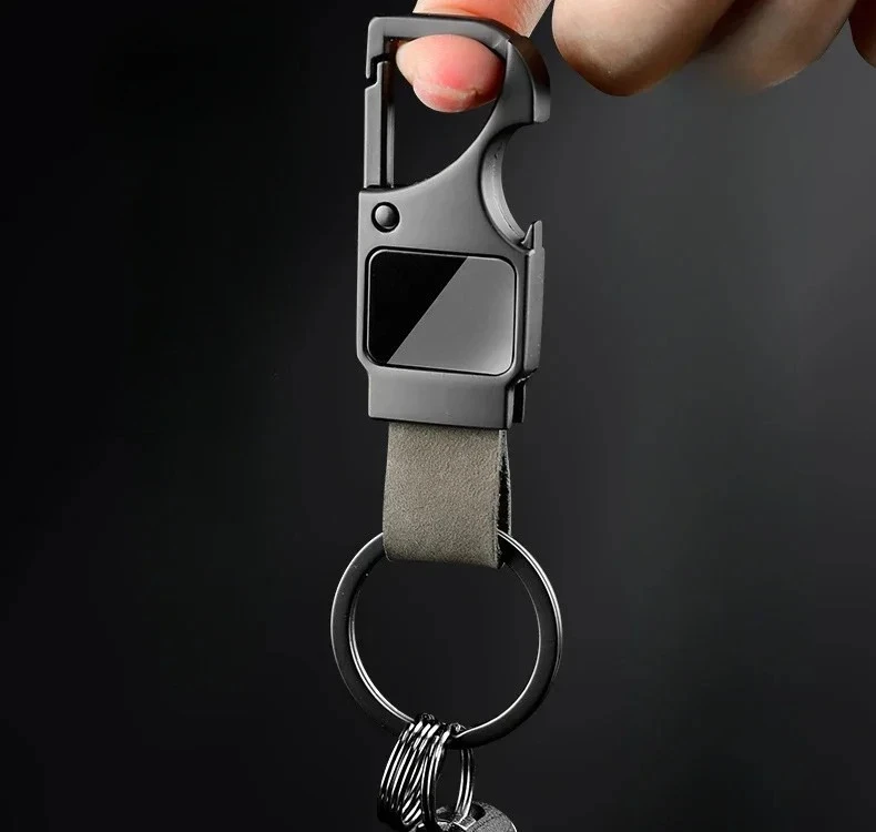 Custom Cowhide Bottle Opener Genuine Leather Metal Keychain Multifunctional Key Chain Vintage Laser Engrave Name Car Keyring