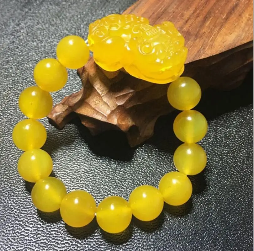 Natural Ice Topaz Pith Agate Bracelet with Round Beads, Popular for Men and Women, Versatile Wealth Transfer Bracelet