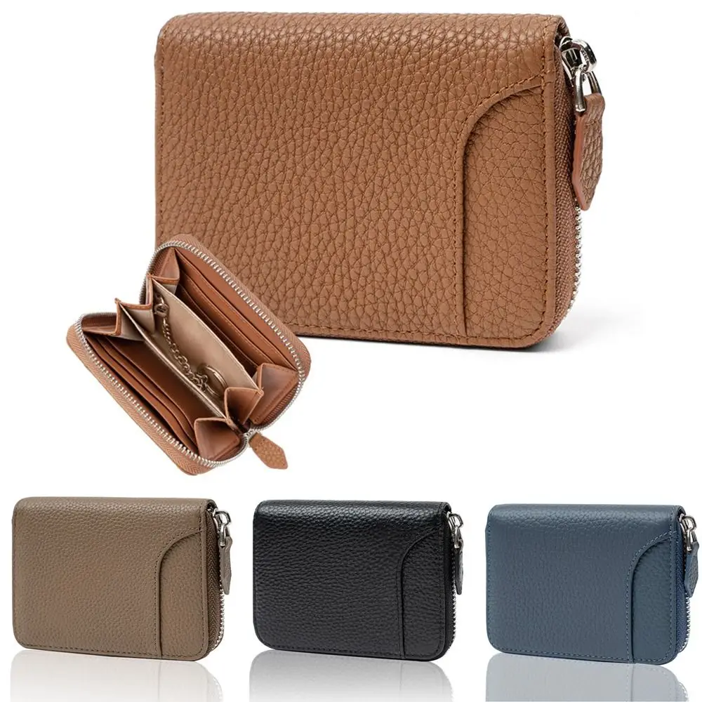 

Мужской короткий кошелек из натуральной кожи, противоугонный RFID-блокирующий защитный держатель для кредитных карт, водонепроницаемый с кольцом для ключей, карман для монет