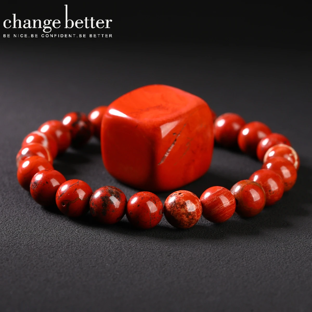 Bracelet en pierre naturelle de jaspe rouge pour femmes et hommes, en perles, extensible, fait à la main, guérison Reiki, Yoga, bijoux cadeau