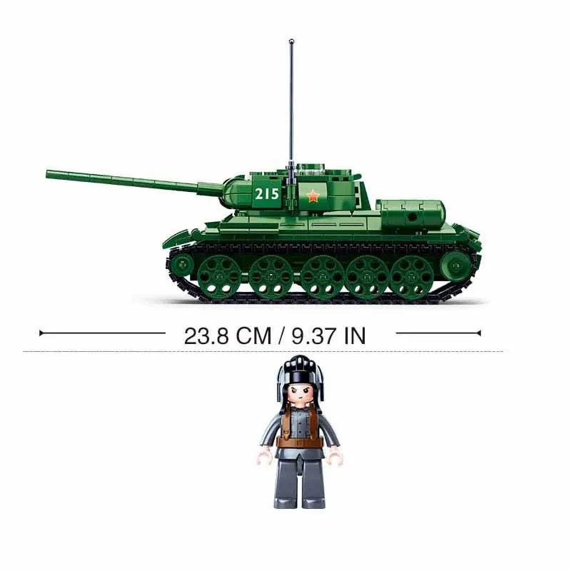 Sluban 497PCS Military Soviet T-34/85 Medium Tank Block Sets Moc Model War MBT Building Bricks Educational Toys For Children