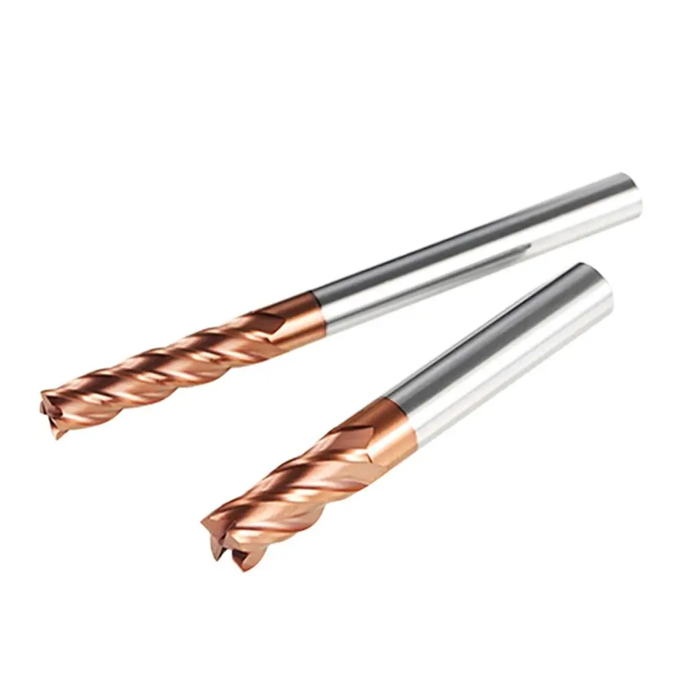 OUIO HRC55 CNC Carbide Flat End Mill Tungsten Cutter 2 4 Flute Metal Steel Machining Tool Key Square Router Bit 3 4 6 8 12 Shank