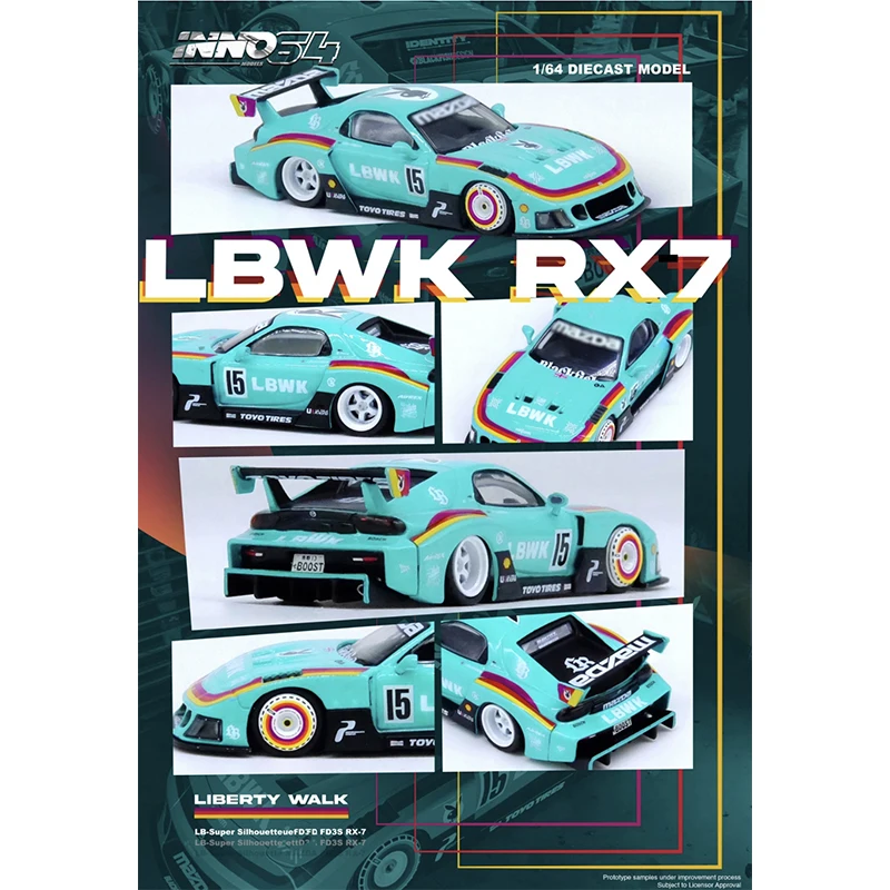 INNO In Stock 1:64 LBWK F40 RX7 FD3S Skyline GTR R34 R35 Exhibition Limited Diecast Car Model Collection Toys