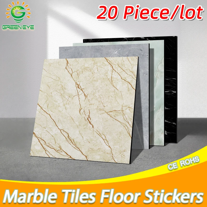 20pcs Thick Wall Sticker Self Adhesive Tiles Floor Stickers Marble Bathroom Ground Wallpapers waterproof PVC Bedroom living Room