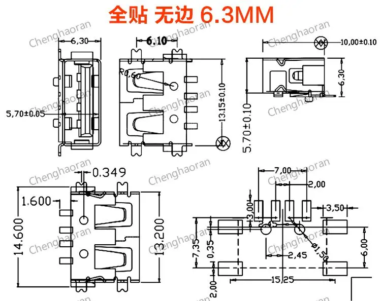 1 Stück 10 mm USB 2.0-Buchse, 90/180 Grad, Typ A, SMD/DIP, kurzer Körper, 1 cm, für Lenovo Laptop, Desktop-Computer, Reparatur – Detail 6