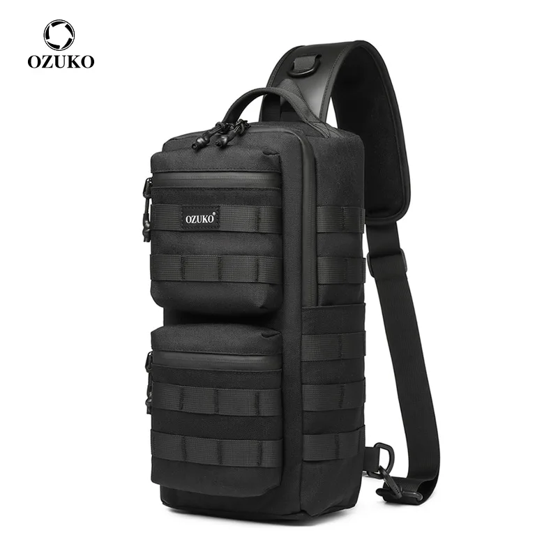 OZUKO 2024 Men\'s Chest Bag Outdoor Tactical Crossbody Bags for Male Large Capacity Waterproof Travel One Shoulder Messenger Bag