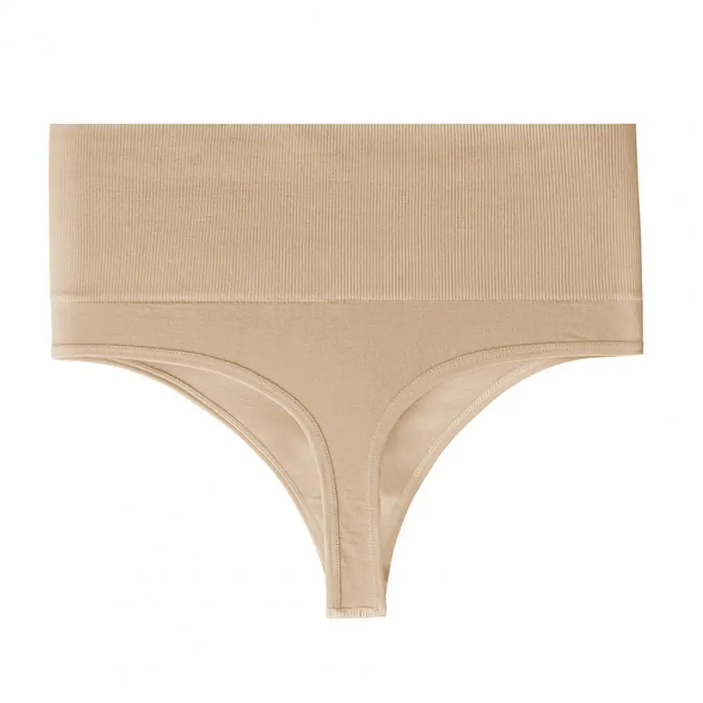 Women Underpants High Waist Solid Color Slimming Thread Butt-lifted Good Breathability Elastic Quick-drying Sport Casual Briefs