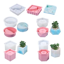 Succulent Flowerpot Silicone Mold Planter Vase Plants Flower Pot Cement Clay Gypsum Mold Candle Soap Crafts Casting Home Decor