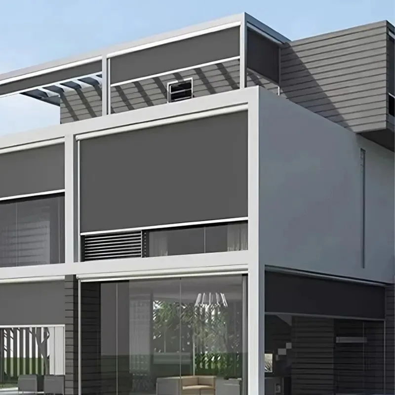2026for Windproof Roller Shutter Outdoor Sunshade Zipper Track Screen Side Track Electric Manual Smart WiFi Graffiti Canopy