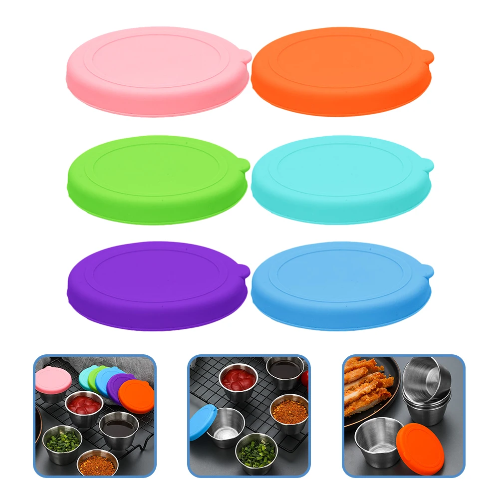

6 Stainless Steel Food Storage Containers Crisper Lids Soy Sauce Dipping Bowls Leak Proof Covers Condiment Cups Sauces Freshness