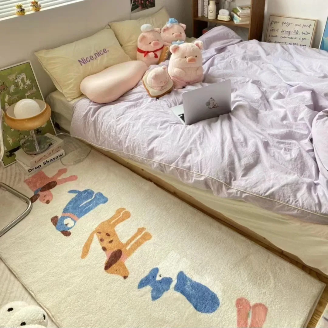 VIKAMA Cartoon Illustration Sofa Bed Balcony Window Carpet Imitation Cashmere Super Fine Yarn Comfortable Non-Slip Home Decor