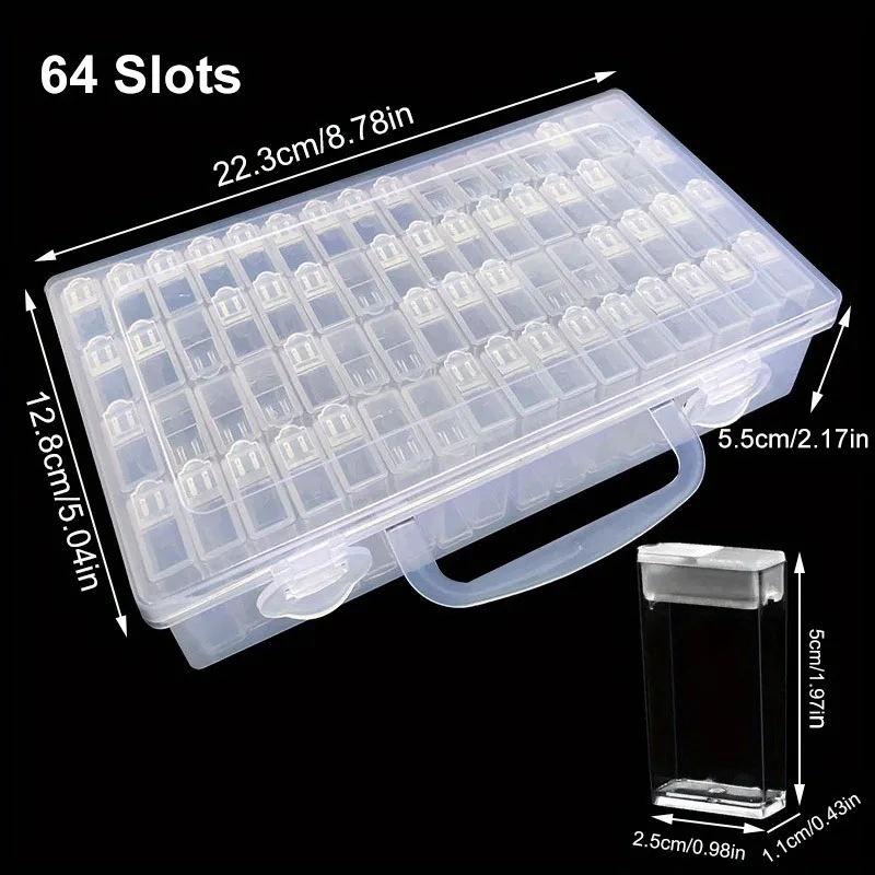 1pc 28/32/48/56/64 Slots Plastic Storage Box, DIY Diamond Painting Beads Charms Jewelry Accessories Organizer Box