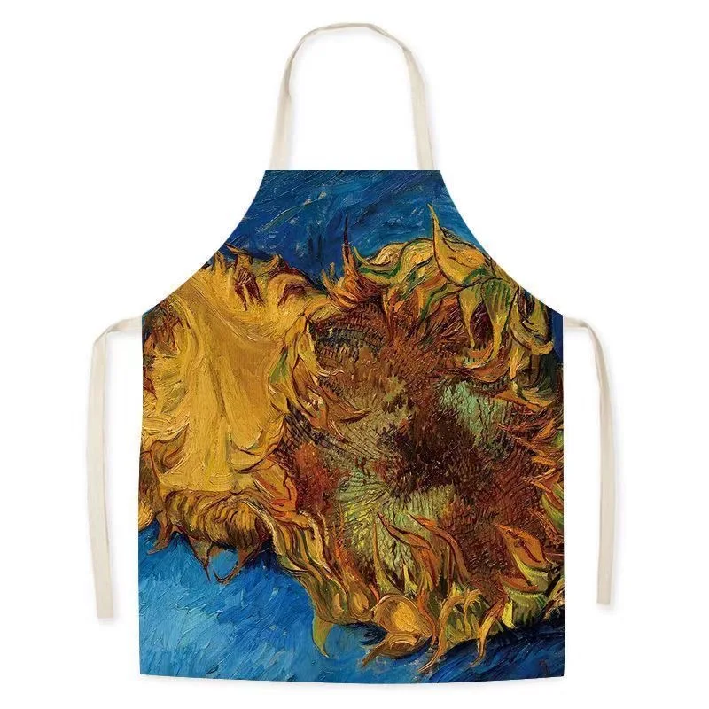 Van Gogh Oil Painting Style Sleeveless Anti-fouling Apron Adult Children's Studio Blouse Household Waist