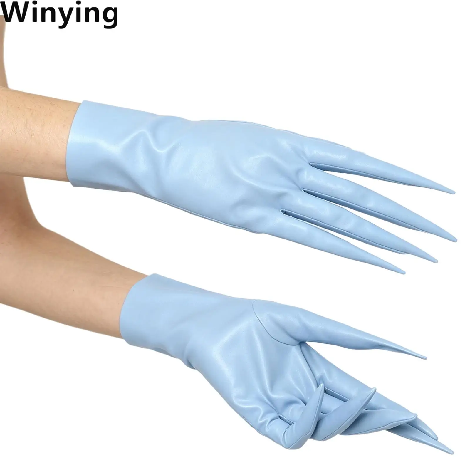 Hallowen PU Leather Long Pointed Finger Claw Gloves Costume Accessories for Cosplay Party Festival