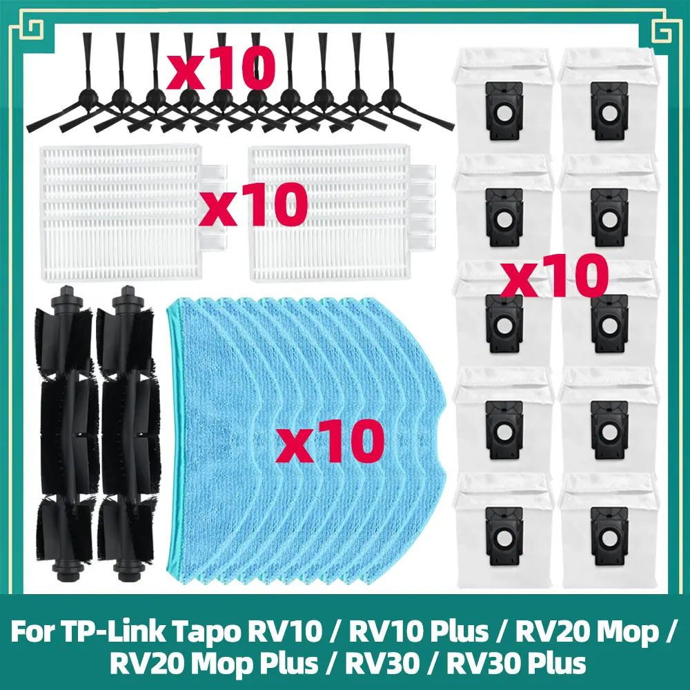 

Fit For TP-Link Tapo RV10 / RV10 Plus / RV20 Mop / RV20 Mop Plus / RV30 / RV30 Plus Parts Main Side Brush Filter Mop Dust Bag