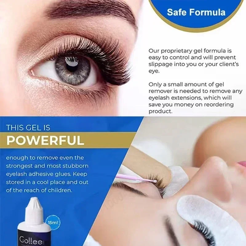 Gollee 15ml Transparent Gel Remover for Single Lash False Eyelash Remove Fast Clean Gentle Unloading Adhesive Glue Eyebrow