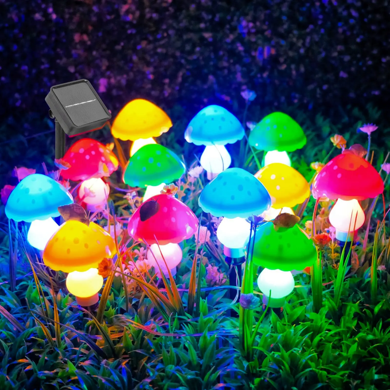 12szt LED Solar Mushroom Light Outdoor Garden Decor Wodoodporna wróżka Light Solar String Light Pathway Lawn Lamp Garden Light