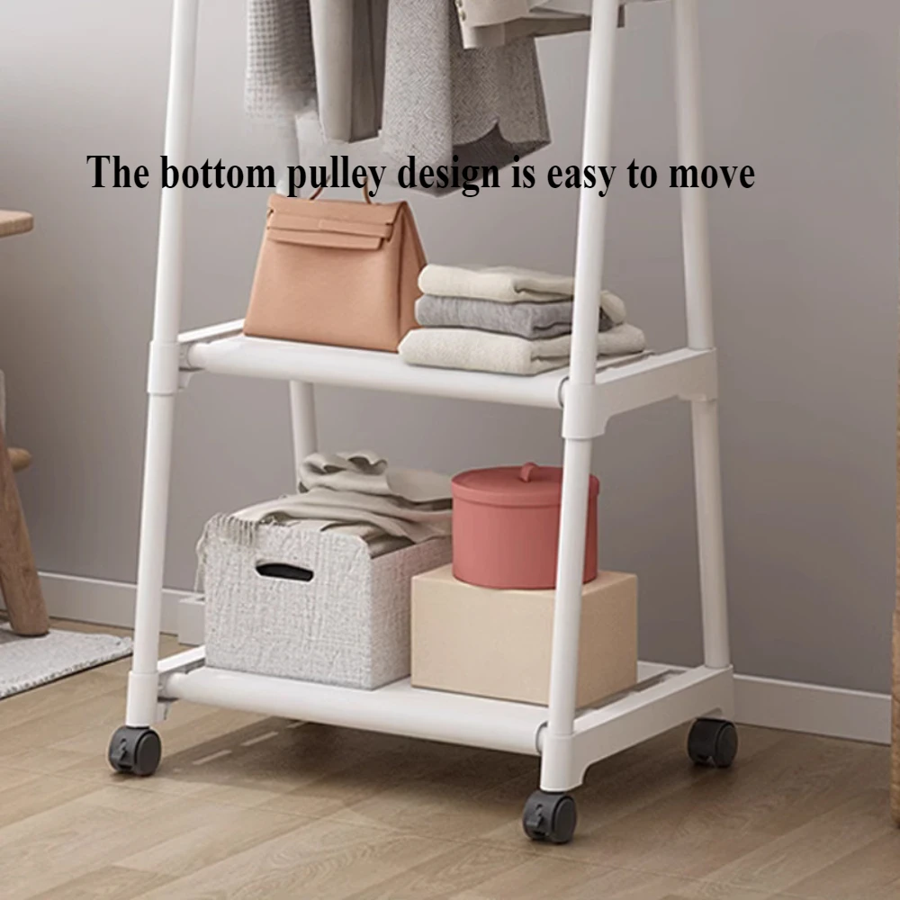 Mobile Clothes Hanger Triangle Floor Standing with Wheels Coat Rack Multi-function Household Bedroom Living Room Clothes Rack