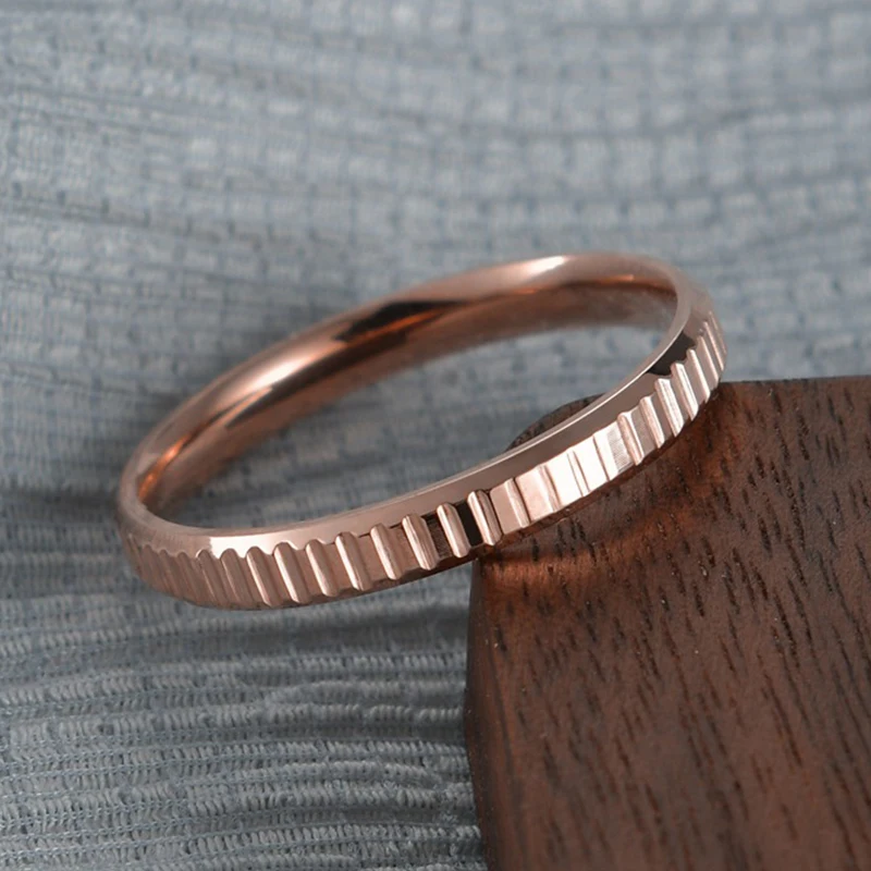 Fashion 4mm Gearwheel 316L Stainless Steel Couple Women Wedding Rings Engagement Rose Gold Color Not Fade Jewelry Wholesale