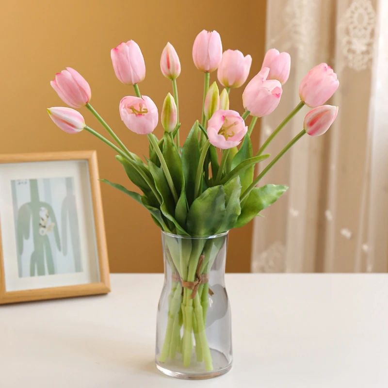 5Pcs Tulip Bouquet Home Decoration Tulips Tie Soft Rubber Hand Feeling Simulation Flower Fake Flower Decoration