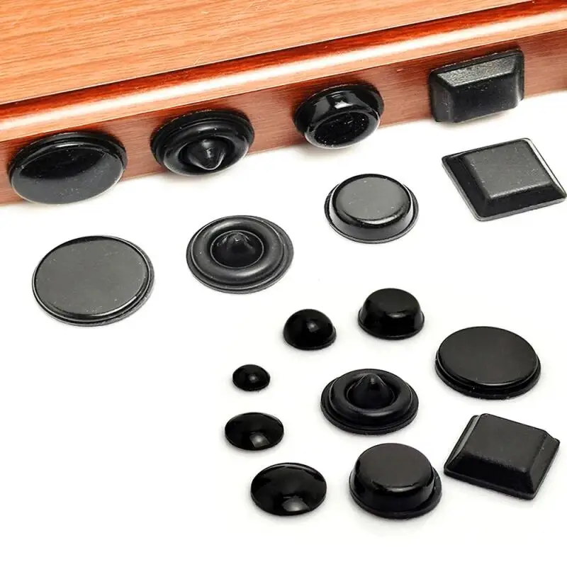 Self Adhesive Silicone Bumpers, Black Clear Rubber Feet Pads for Cabinet Door Drawer, Furniture Cushion Protector Stopper