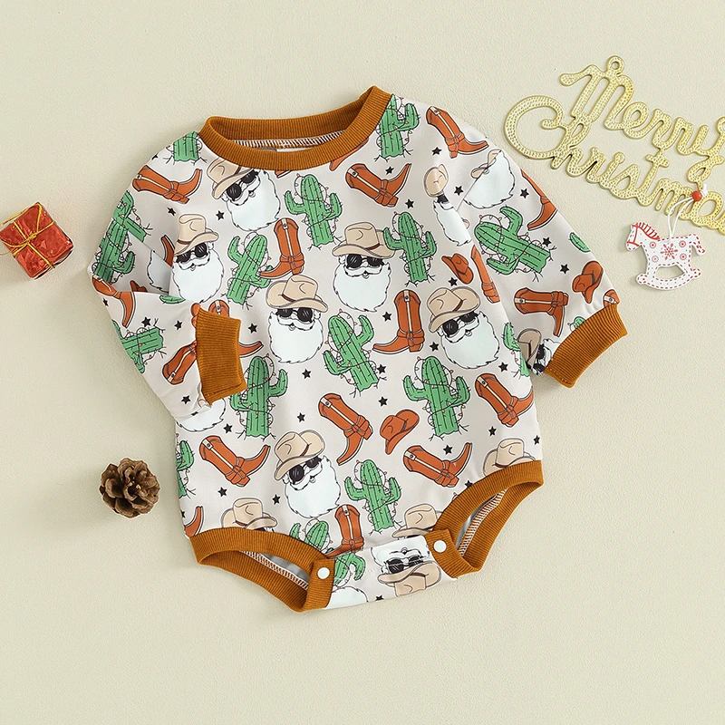 Adorable Baby Girls Christmas Print Long Sleeve Romper Jumpsuit for Newborn Infant Toddler - Festive and Cute Outfit