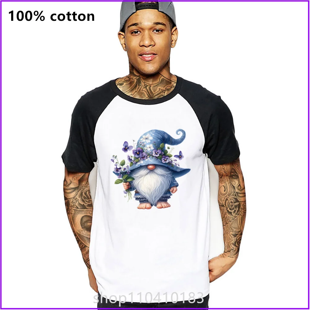 Blue Aster Flower Gnome Garden Spring Summer T Shirts For Men'S Women Tshirt T-Shirt Apparel Screen Printing Anime Costume Heavy