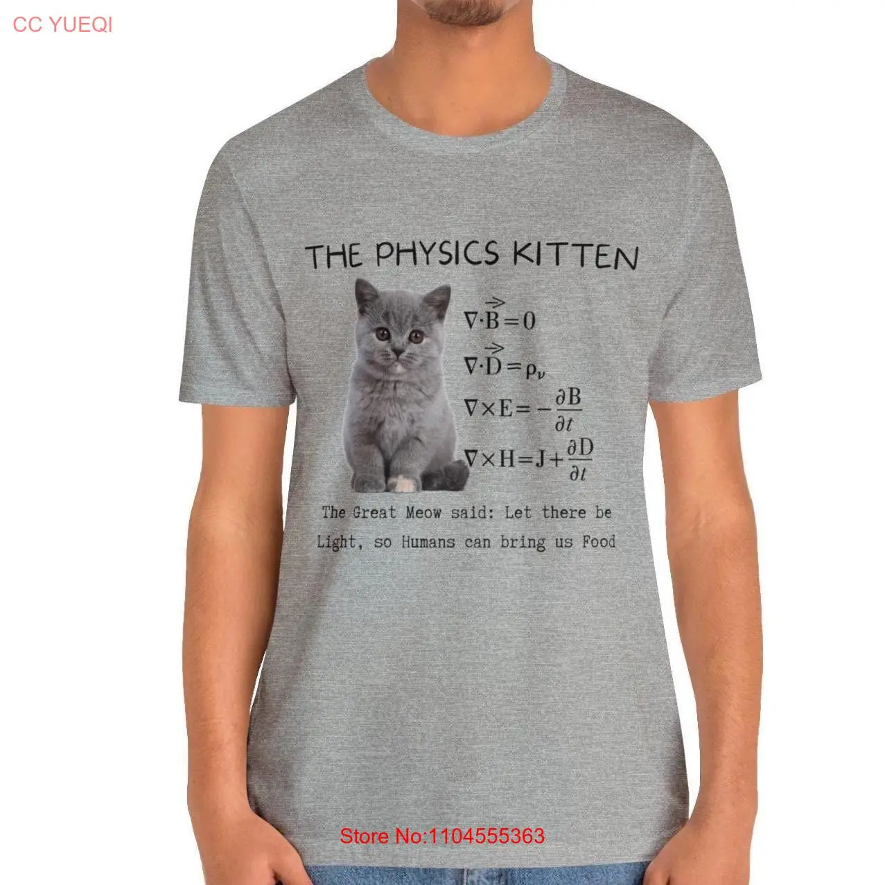 Physics Kitten T Shirt Let there by Light Maxwell's Equations Top long or short sleeves