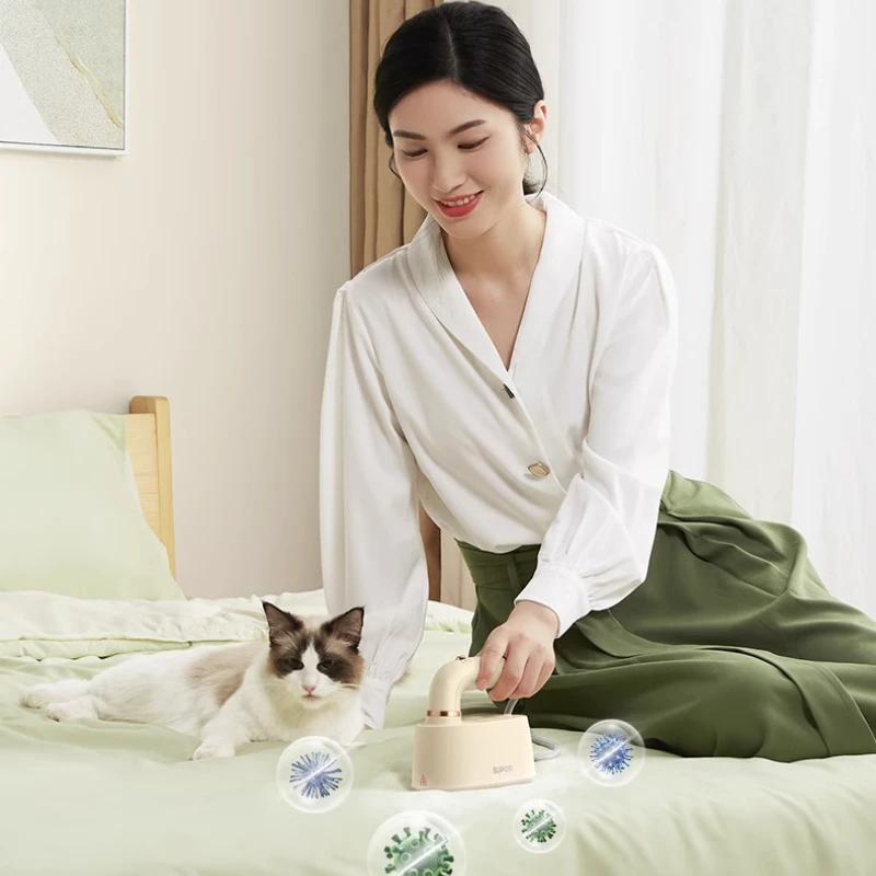 مكواة بخار للملابس المحمولة بقدرة 1500 وات، مكواة عمودية/أفقية 2 في 1 مع أوضاع لدرجة الحرارة 5 أوضاع، خزان 300 مل وتسخين سريع لإزالة التجاعيد