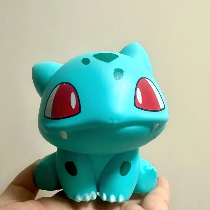12cm Mini Size Q Version Bulbasaur Figure Cute Pocket Monster Collectible Statue Car PC Desktop Decor Anime Toy Gift