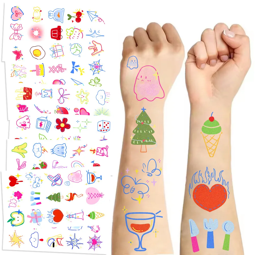 

Cartoon Dopamine Girl Temporary Tattoo Stickers Waterproof Funny Silly Face for Party Gathering Gift Premium Non Toxic