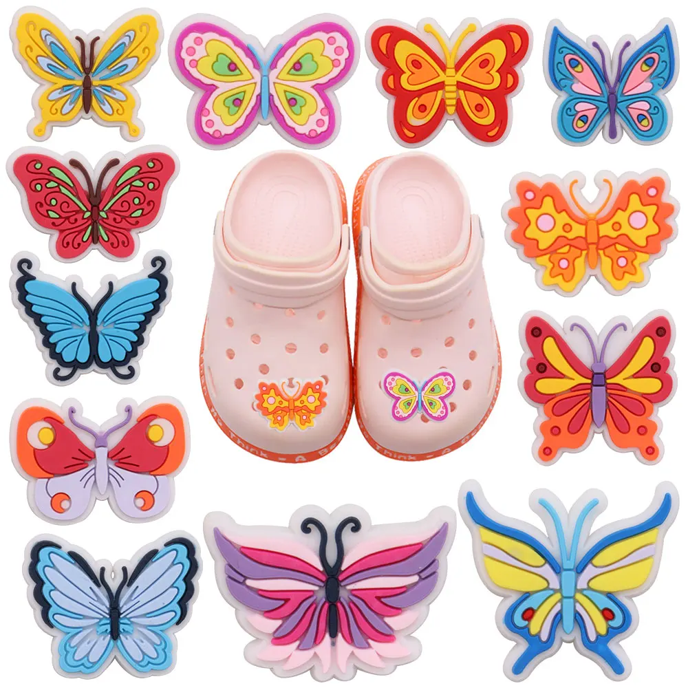 9-12 Stück Tier Schmetterling Schuh Charms PVC Dekorationen DIY Sandale Loch Schuhe Schnalle Zubehör passen Frau Kinder Party Geschenk