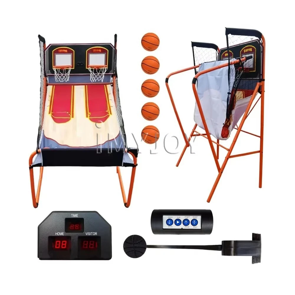 لعبة كرة السلة للأطفال في الأماكن المغلقة والخارجية، تعمل بقطع النقود المعدنية الكهربائية #6