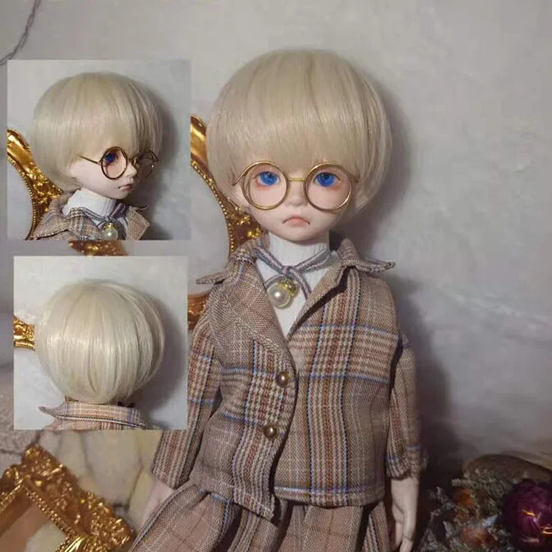 28cm Doll's Accessories Black/ Brown Short Hair 1/8 1/6 Bjd Doll Wig Straight Hair/wavy Curls