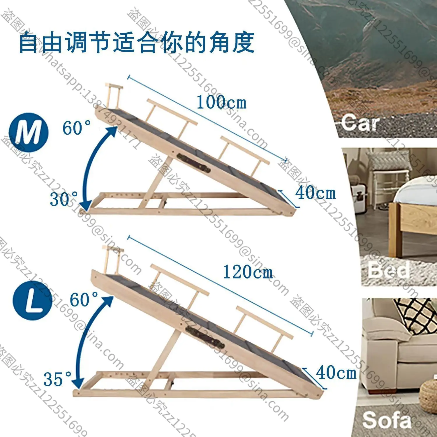 

Suitable for Solid Wood Dog Stairs Wooden Pet Ladder Outdoor Indoor Folding Dog Creative Cat Simple