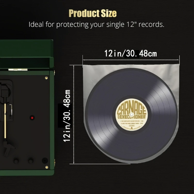 50 عبوة من الأكمام القياسية ذات الوضوح الفائق مقاس 12 بوصة، تحمي من خدوش الغبار