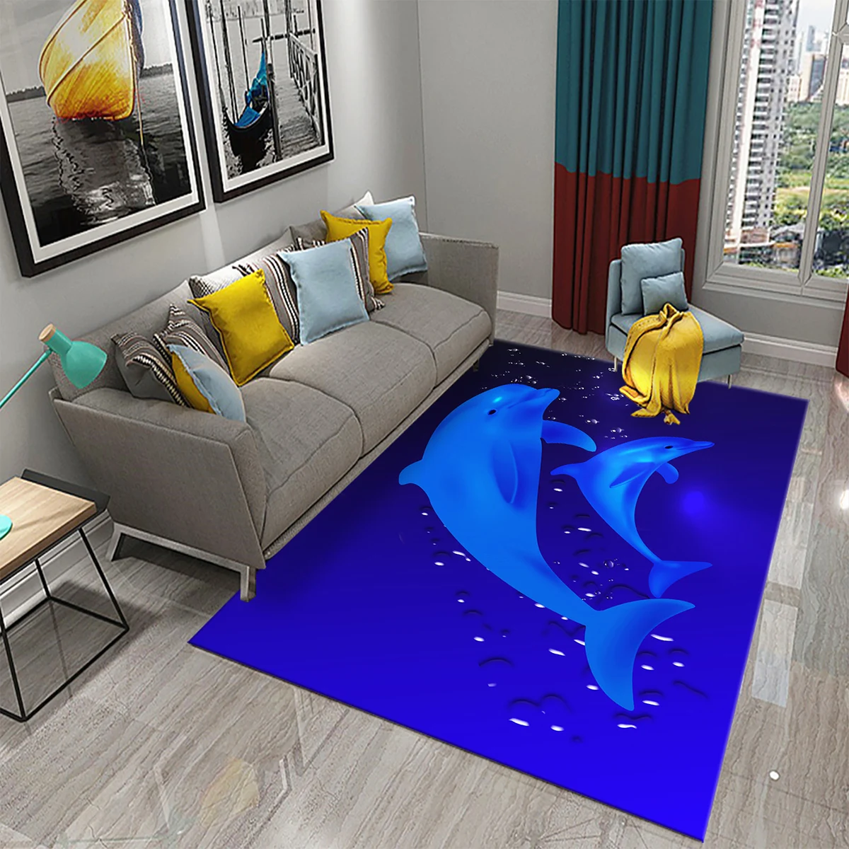 

3D Dolphin Abstract Art Carpet for Kitchen Mat Entrance Doormat Bedroom Floor Decor Living Room Carpet Bathroom Anti-slip Rugs