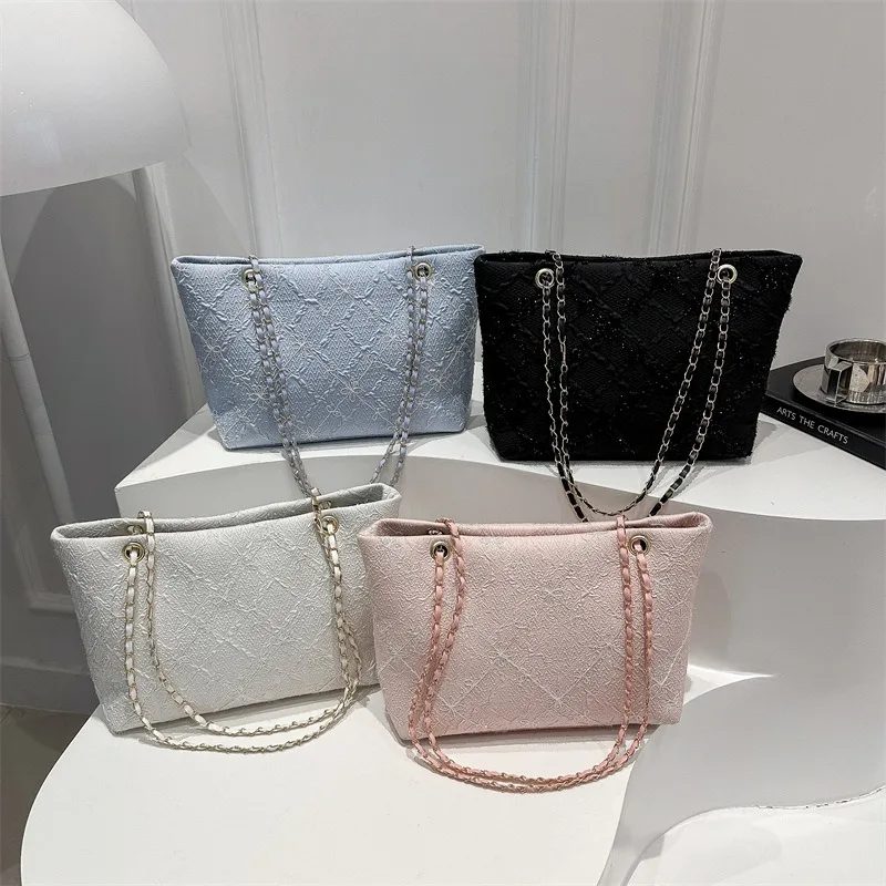 

Premium Plaid Portable Tote Bag Women's Summer New Large-capacity Shoulder Bag Chain Messenger Bag