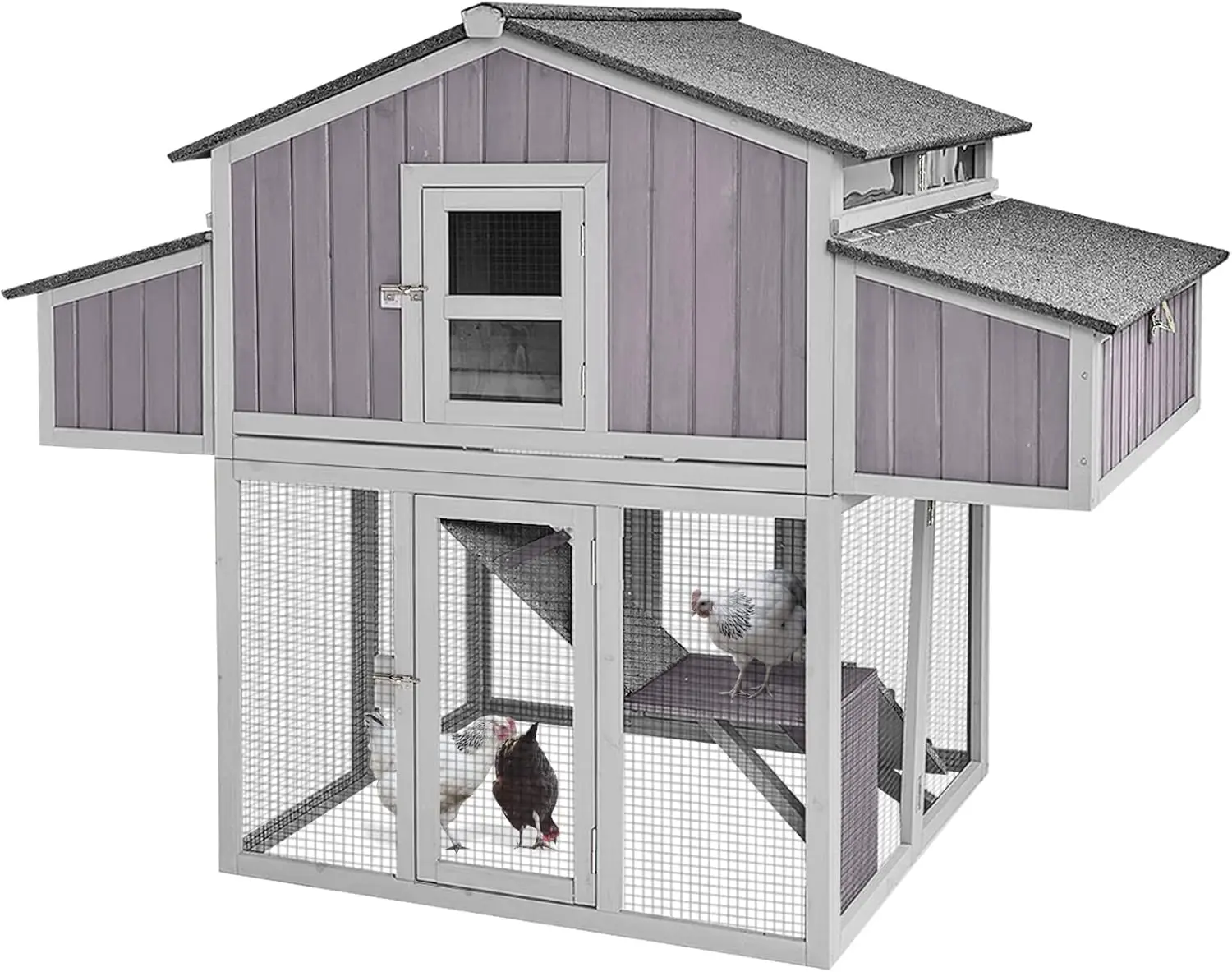 

Folding Chicken Coop Large Poultry Cage, Outdoor Wooden Hen House with Run, Nesting Box -in No Time Assemble