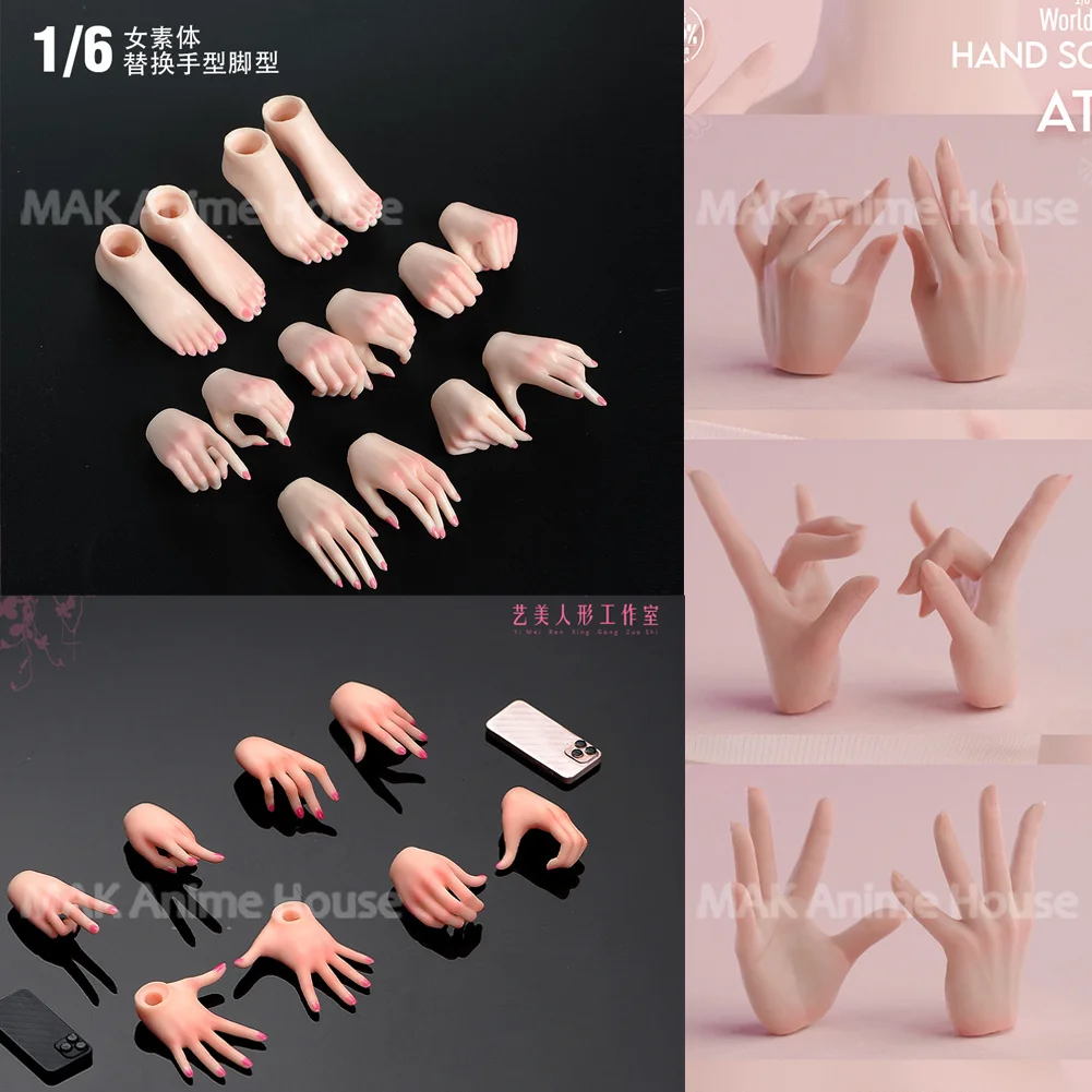 1/6 Maßstab Weibliche Handform Gesten-Fußmodell Make-up-Modell Körperzubehör Passend für 12''YM Worldbox JIAOU Solider Actionfigur Körperpuppe