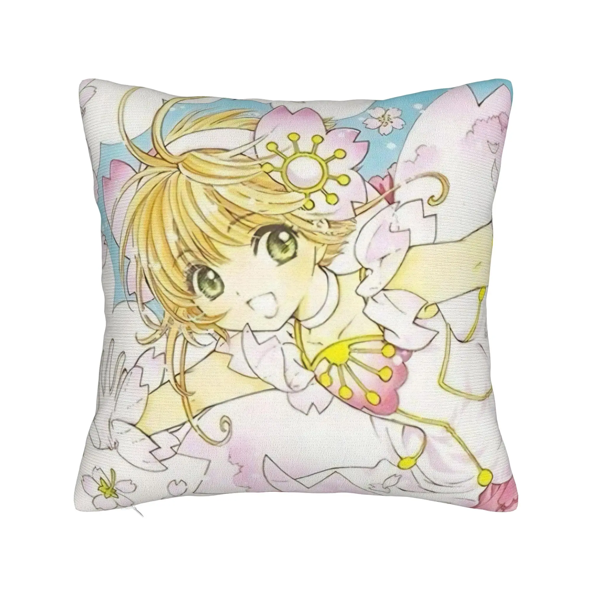 Cardcaptor Sakura Pillowcase Polyester Cushion Cover Gift Anime Cartoon Throw Pillow Case Cover Sofa Square 45*45cm